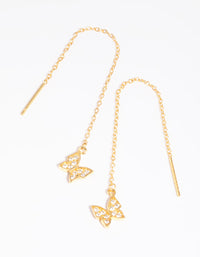 Gold Plated Sterling Silver Pave Butterfly Drop Earrings - link has visual effect only