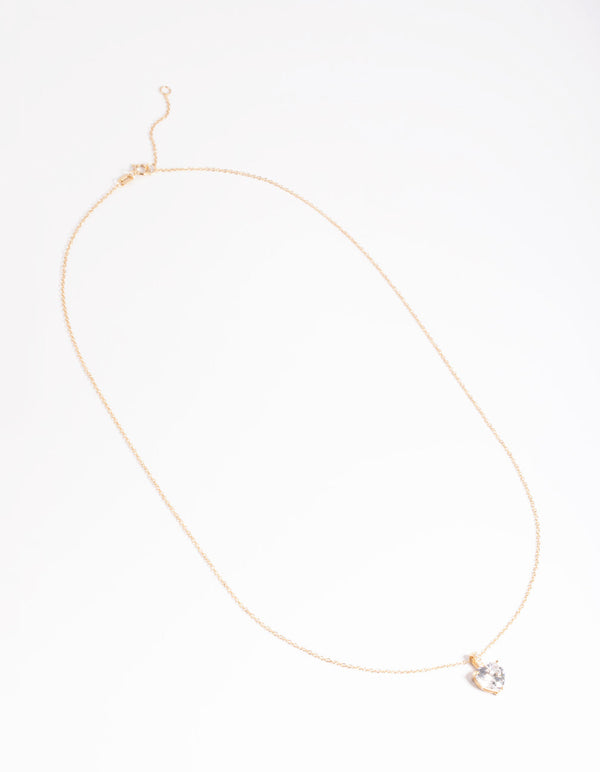 Gold Plated Sterling Silver Cubic Zirconia Heart Necklace