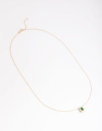 Gold Plated Sterling Silver Green Baguette Necklace - link has visual effect only
