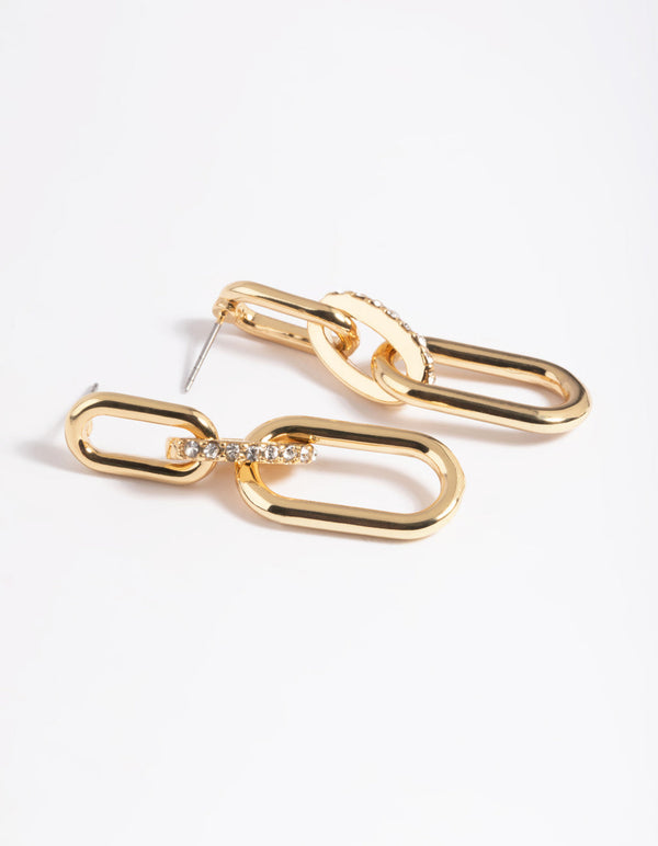 Gold Plated Diamante Drop Earrings