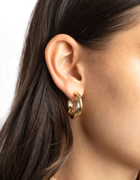 Gold Plated Chunky Molten Huggie Hoop Earrings - link has visual effect only