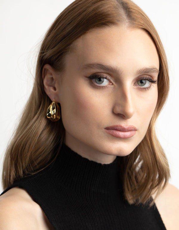 Gold Plated Etched Hoop Earrings