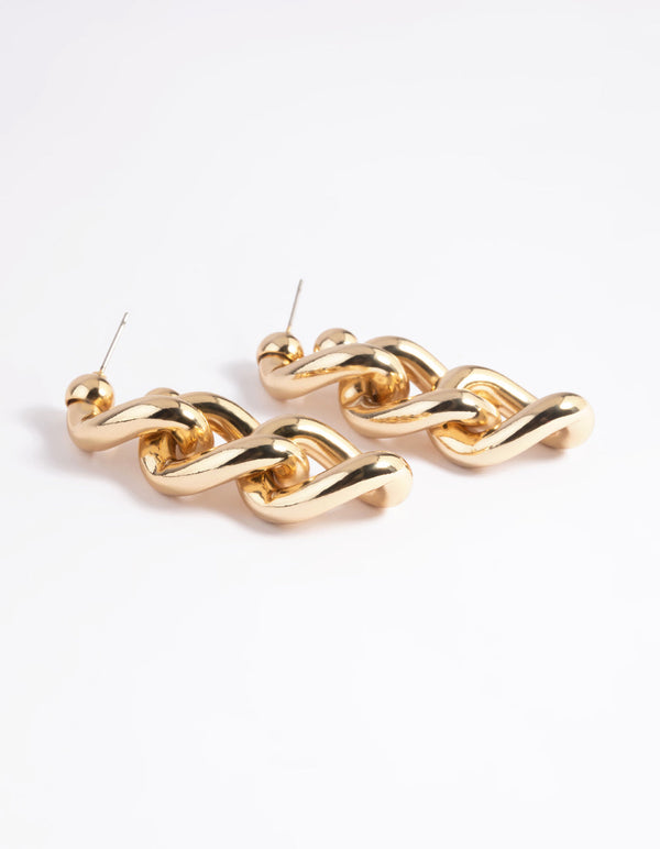 Gold Plated Chunky Chain Drop Earrings