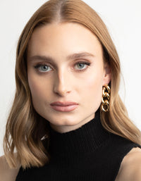 Gold Plated Chunky Chain Drop Earrings - link has visual effect only