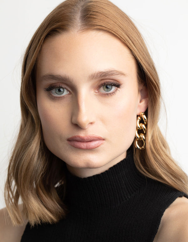 Gold Plated Chunky Chain Drop Earrings