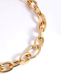 Gold Plated Circle Link Chain Necklace - link has visual effect only