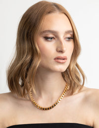 Gold Plated Chunky Box Chain Necklace - link has visual effect only