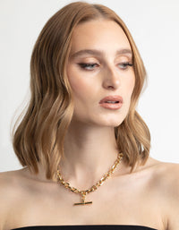 Gold Plated Fob Chain Necklace - link has visual effect only