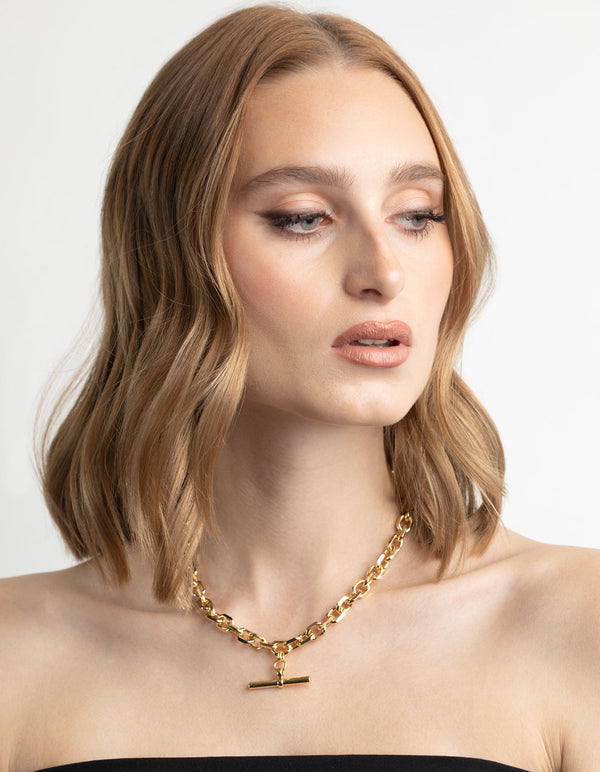 Gold Plated Fob Chain Necklace