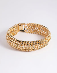 Gold Plated Curb Chain Bracelet - link has visual effect only