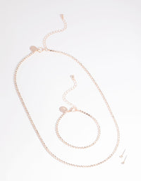 Rose Gold Diamante Necklace Bracelet and Earrings Set - link has visual effect only