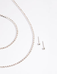 Silver Diamante Necklace Bracelet and Earrings Set - link has visual effect only