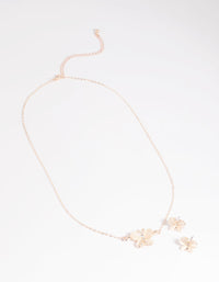 Blush Butterfly Necklace and Earrings Set - link has visual effect only