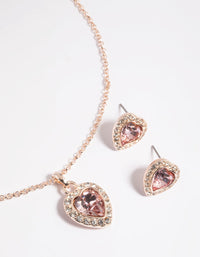Pink Heart Necklace and Earrings Set - link has visual effect only