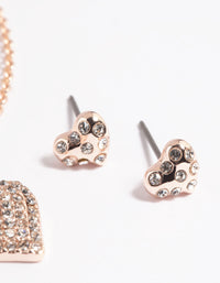 Rose Gold Pave Heart Necklace and Earrings Set - link has visual effect only