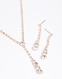 Rose Gold Diamante Necklace and Earrings Set - link has visual effect only
