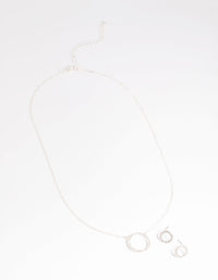 Silver Circle Diamante Necklace and Earrings Set - link has visual effect only