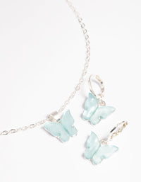 Blue Butterfly Necklace and Earrings Set - link has visual effect only