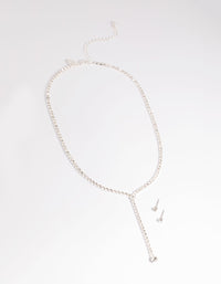 Diamante Lariat Necklace and Earrings Set - link has visual effect only
