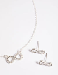 Silver Diamante Infinity Necklace and Earrings Set - link has visual effect only