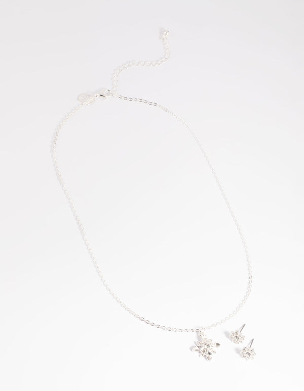 Pretty Flower Necklace and Earrings Set