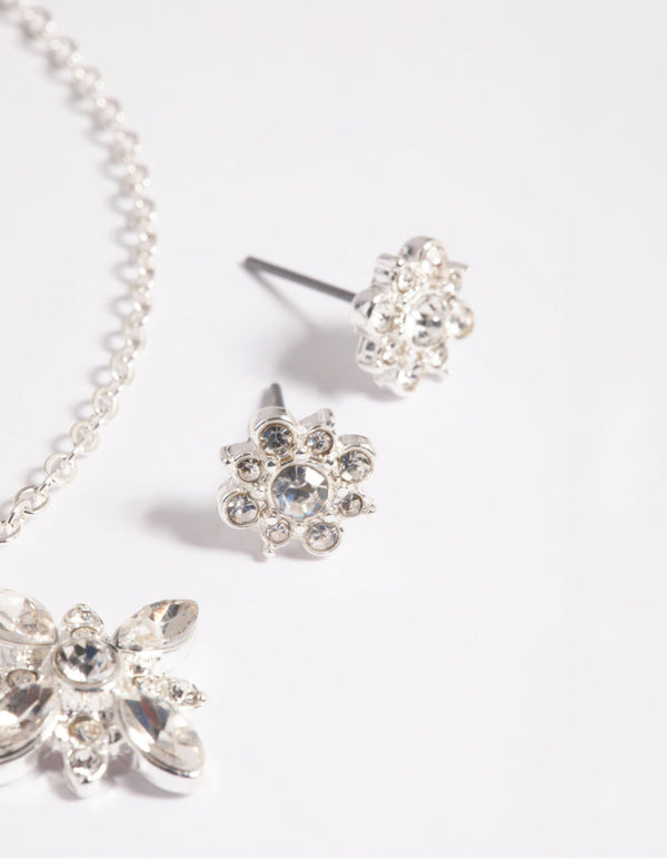 Pretty Flower Necklace and Earrings Set
