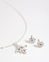 Pretty Flower Necklace and Earrings Set - link has visual effect only