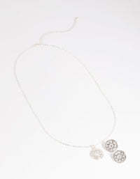 Diamante Flower Pave Necklace and Earrings Set - link has visual effect only