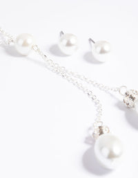 Silver Pearl Necklace and Earrings Set - link has visual effect only