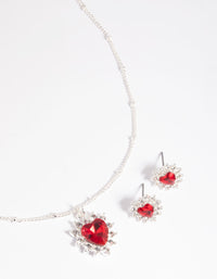 Red Heart Stone Necklace and Earrings Set - link has visual effect only