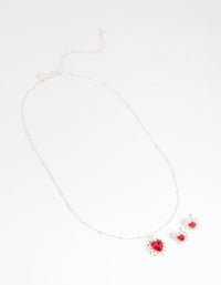 Red Heart Stone Necklace and Earrings Set - link has visual effect only
