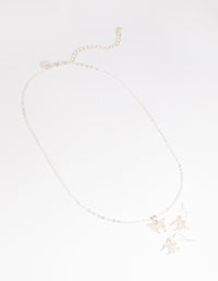 Diamante Pave Butterfly Necklace and Earrings Set - link has visual effect only