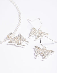 Diamante Pave Butterfly Necklace and Earrings Set - link has visual effect only