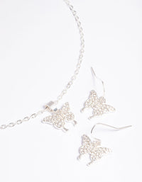 Diamante Pave Butterfly Necklace and Earrings Set - link has visual effect only