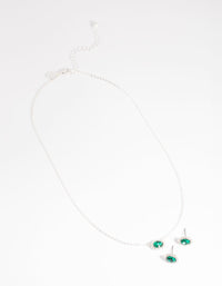 Green Stone Necklace and Earrings Set - link has visual effect only