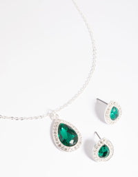Green Pear Stone Necklace and Earrings Set - link has visual effect only