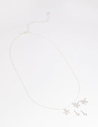 Silver Flower Necklace and Earrings Set - link has visual effect only