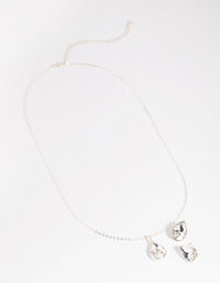 Silver Diamante Pear Necklace and Earrings Set - link has visual effect only