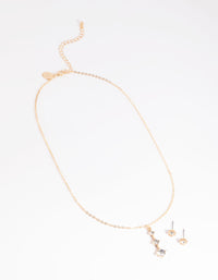 Gold Diamante Necklace and Earrings Set - link has visual effect only