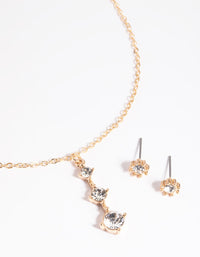Gold Diamante Necklace and Earrings Set - link has visual effect only