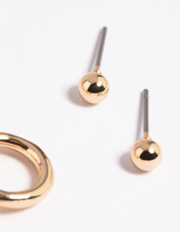 Gold Fob Necklace and Earrings Set