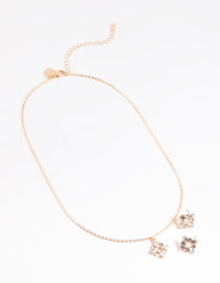 Gold Square Diamante Necklace and Earrings Set - link has visual effect only