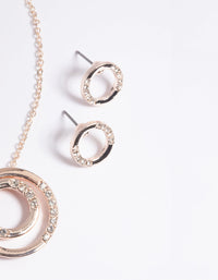 Gold Diamante Circle Necklace and Earrings Set - link has visual effect only