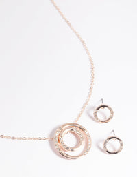 Gold Diamante Circle Necklace and Earrings Set - link has visual effect only