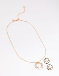 Gold Diamante Circle Necklace and Earrings Set - link has visual effect only