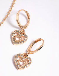 Gold Interlocked Heart Necklace and Earrings Set - link has visual effect only