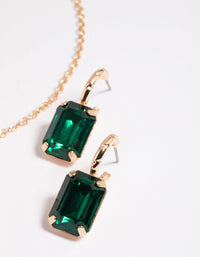 Emerald Green Necklace and Huggie Earrings Set - link has visual effect only