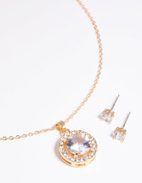 Gold Diamante Stone Necklace and Earrings Set - link has visual effect only