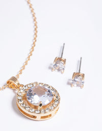 Gold Diamante Stone Necklace and Earrings Set - link has visual effect only