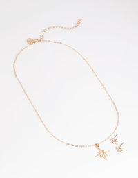 Gold Celestial Diamante Necklace and Earrings Set - link has visual effect only
